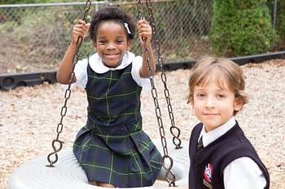 children on swings