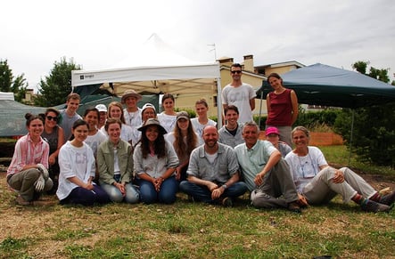 students at an archaeological dig